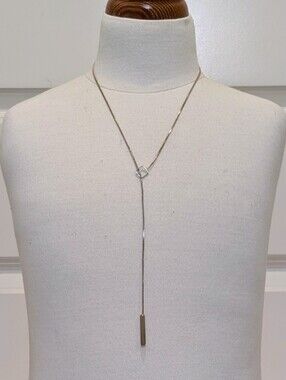 EUC 70s Gold Plated Minimalist Snake Chain Lariat Necklace with End Bar